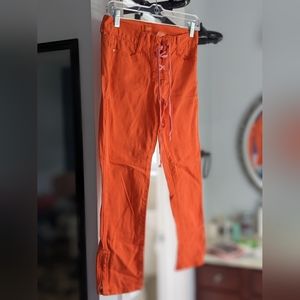 Orange cropped jeans